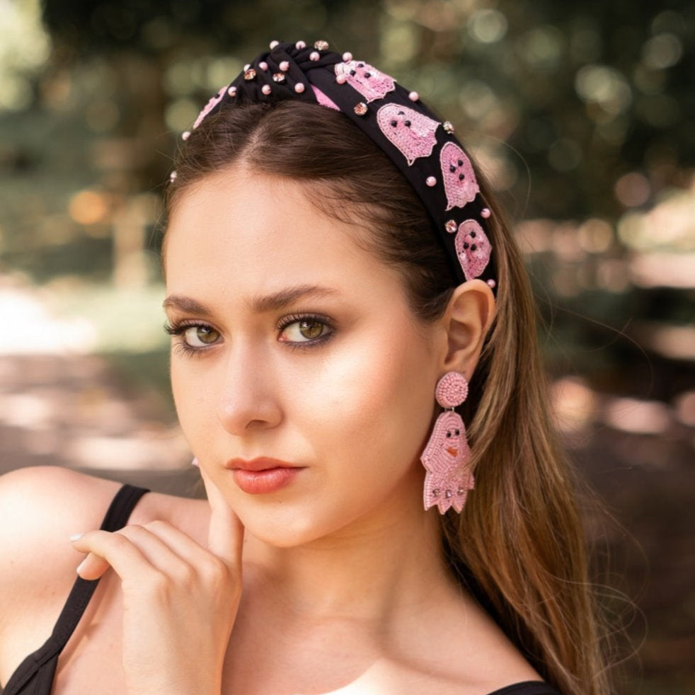 Pink Beaded Headband Pink Sparkly Headband Beaded Headband | Pink Headband  main image 4