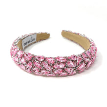 Load image into Gallery viewer, Sparkling pink rhinestone headband with clustered crystal detailing