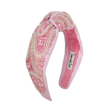 Load image into Gallery viewer, Pink beaded headband on a white background