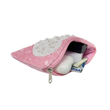 Load image into Gallery viewer, Pink pouch with decorative elements on a white background