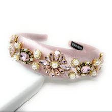Load image into Gallery viewer, Decorative headband with pearls and crystals on a white background