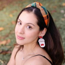 Load image into Gallery viewer, pumpkin spice latte beaded Earrings, autumn Earrings, Autumn bead Earrings, Fall Earrings, earrings for Thanksgiving, Thanksgiving earrings, pumpkin spice latte earrings, Unique earrings, pumpkin spice earrings, Autumn jewelry, statement earrings, Fall pumpkin earrings, Fall beaded earrings, Autumn jewelry, Holiday earrings, pumpkin earrings, custom designs, cat earrings, dangling earrings, unique earrings, Thanksgiving accessories, Autumn accessories, Autumn brown earrings