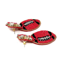 Load image into Gallery viewer, football Beaded Earrings, black red football Earrings, football Earrings, 49ers football earrings, football earrings, Atlanta Falcons football earrings, Falcons earrings football, black red football earrings, Southeast Missouri earrings, red Black earrings, football seed bead earrings, football accessories, San Francisco 49ers accessories, Arizona Cardinals earrings, Best selling items, birthday gifts, sport jewelry, sport bead earrings, football accessory, College gifts, Georgia Football earrings, game day