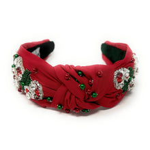 Load image into Gallery viewer, Christmas Jeweled Headband, Holiday Headband, Red Knotted Headband, Christmas Hair Accessories, Red Headband, Best Seller, Candy Canes headband, best selling items, knotted headband, Christmas gifts, Christmas knot Headband, Red hair accessories, Christmas headband, Red holiday headband, Statement headband, embellished knot headband, jeweled knot headband, Red Jeweled headband, red Embellished headband, Christmas Candy Canes embellished headband, Custom headband, Unique headbands, handmade headbands
