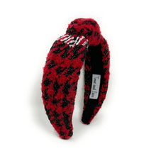 Load image into Gallery viewer, red houndstooth Headband, tweed Knotted Headband, houndstooth Knotted Headband, houndstooth tweed Hair Accessories, red black Headband, Best Seller, headbands for women, best selling items, knotted headband, hairbands for women, black red plaid gifts, Plaid knot Headband, winter hair accessories, winter plaid headband, tweed uniform headband, Statement headband, winter headband, winter style knot headband, custom Knotted headband, plaid headband, Winter Plaid knot headband, plaid knot headband
