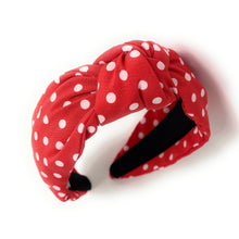 Load image into Gallery viewer, Valentines day Headband, red polka dots Headband, red Knot Headband, Valentines day Hair Accessories, red polka dots Headband, Best Seller, headbands for women, best selling items, knotted headband, hairbands for women, Valentines day gifts, Solid color knot Headband, red white hair accessories, red headband, red knotted headband, Statement headband, Birthday gifts, embellished knot headband, Valentines Day accessories, Valentine’s day headband, polka dots headband, white red knot headband, Love knotted hea