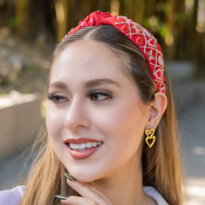 VALENTINES Jeweled Headband, Heart Headbands for Women, Heart Jeweled Knot Headband, Jeweled Knot Headbands, Valentines Day Knotted Headband, knotted headband, birthday gift for her, headbands for women, best selling items, knotted headbands, hair accessories, pink knot headband, valentine headband, valentines headband, valentines day gifts, embellished headband, heart stud headband, red headband, red hearts headband, heart headband for women and girls, bling headband, hearts knot headband, red headband