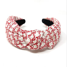 Load image into Gallery viewer, Red and beige patterned headband on a white background