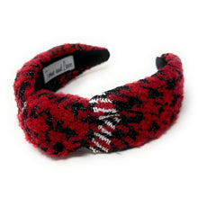 Load image into Gallery viewer, red houndstooth Headband, tweed Knotted Headband, houndstooth Knotted Headband, houndstooth tweed Hair Accessories, red black Headband, Best Seller, headbands for women, best selling items, knotted headband, hairbands for women, black red plaid gifts, Plaid knot Headband, winter hair accessories, winter plaid headband, tweed uniform headband, Statement headband, winter headband, winter style knot headband, custom Knotted headband, plaid headband, Winter Plaid knot headband, plaid knot headband
