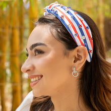 Load image into Gallery viewer, Americana Jeweled Headband, Patriotic Knotted Headband, Star Knotted Headband, Americana Hair Accessories, Red White Headband, Best Seller, headbands for women, best selling items, knotted headband, hairbands for women, hair accessories, Independence day gifts, Independence day Headband, Memorial day hair accessories, American headband, USA flag headband, Fourth of July headband, Fourth of July gifts, red white headband, star knot headband, Jeweled headband, USA Jeweled headband, USA Headband