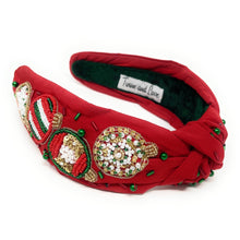 Load image into Gallery viewer, Christmas Jeweled Headband, Christmas Knotted Headband, Red Knotted Headband, Christmas Hair Accessories, Red Headband, Best Seller, headbands for women, best selling items, knotted headband, Christmas gifts, Christmas knot Headband, Red hair accessories, Christmas headband, Red holiday headband, Statement headband, embellished knot headband, jeweled knot headband, Red Jeweled headband, red Embellished headband, Christmas embellished headband, Custom headband, Unique headbands, handmade headbands