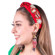 Load image into Gallery viewer, Christmas Jeweled Headband, Christmas Knotted Headband, Red Knotted Headband, Christmas Hair Accessories, Red Headband, Best Seller, headbands for women, best selling items, knotted headband, Christmas gifts, Christmas knot Headband, Red hair accessories, Christmas headband, Red holiday headband, Statement headband, embellished knot headband, jeweled knot headband, Red Jeweled headband, red Embellished headband, Christmas embellished headband, Custom headband, Unique headbands, handmade headbands