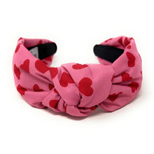 Load image into Gallery viewer, VALENTINES Jeweled Headband, Hearts Headbands for Women, red hearts Knot Headband, Hearts Knot Headbands, Valentines Day Knotted Headband, knotted headband, birthday gift for her, headbands for women, best selling items, knotted headbands, pink hair accessories, pink knot headband, valentine’s day headband, valentines headband, valentine’s day gifts, embellished headband, red hearts headband, Pink headband, hearts headband, heart headband for women and girls, Pink red knotted headband, gifts for her
