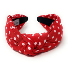 Load image into Gallery viewer, Valentines day Headband, red polka dots Headband, red Knot Headband, Valentines day Hair Accessories, red polka dots Headband, Best Seller, headbands for women, best selling items, knotted headband, hairbands for women, Valentines day gifts, Solid color knot Headband, red white hair accessories, red headband, red knotted headband, Statement headband, Birthday gifts, embellished knot headband, Valentines Day accessories, Valentine’s day headband, polka dots headband, white red knot headband, Love knotted hea