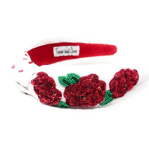 headband for women, red roses Knot headband, Kentucky Derby lover headband, Derby knotted headband, Kentucky Derby top knot headband, Garland of Roses top knotted headband, white knotted headband, Kentucky Derby hair band, beaded Roses knot headband, red Roses headband, statement headbands, top knotted headband, knotted headband, Kentucky lover gifts, Kentucky derby embellished headband, luxury headband, baseball fan gifts, jeweled knot headband, knot embellished headband
