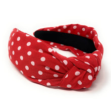 Load image into Gallery viewer, Valentines day Headband, red polka dots Headband, red Knot Headband, Valentines day Hair Accessories, red polka dots Headband, Best Seller, headbands for women, best selling items, knotted headband, hairbands for women, Valentines day gifts, Solid color knot Headband, red white hair accessories, red headband, red knotted headband, Statement headband, Birthday gifts, embellished knot headband, Valentines Day accessories, Valentine’s day headband, polka dots headband, white red knot headband, Love knotted hea