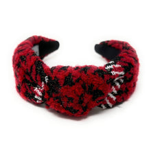 Load image into Gallery viewer, red houndstooth Headband, tweed Knotted Headband, houndstooth Knotted Headband, houndstooth tweed Hair Accessories, red black Headband, Best Seller, headbands for women, best selling items, knotted headband, hairbands for women, black red plaid gifts, Plaid knot Headband, winter hair accessories, winter plaid headband, tweed uniform headband, Statement headband, winter headband, winter style knot headband, custom Knotted headband, plaid headband, Winter Plaid knot headband, plaid knot headband
