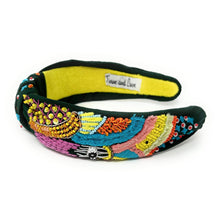 Load image into Gallery viewer, embellished headband with textured threadwork, bright sequins, and eye-catching geometric bead patterns.