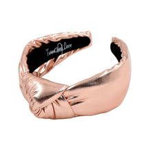 Load image into Gallery viewer, Padded rose gold twist headband with shiny reflective texture