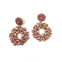 Load image into Gallery viewer, Pair of rose gold wreath earrings on a white background