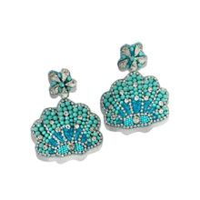 Load image into Gallery viewer, Turquoise beaded earrings on a white background