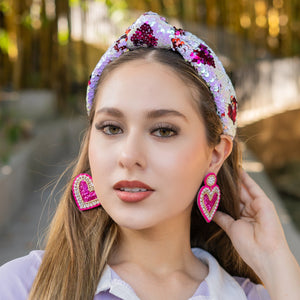 VALENTINES Headband, Heart Headbands for Women, Heart Jeweled Knot Headband, pink sequin Knot Headbands, Valentines Day Knotted Headband, knotted headband, birthday gift for her, headbands for women, best selling items, knotted headbands, hair accessories, pink knot headband, valentine’s day headband, valentines headband, valentines day gifts, embellished headband, heart stud headband, red headband, red hearts headband, heart headband for women and girls, bling headband, hearts knot headband, Pink headband