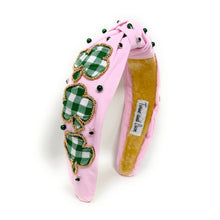 Load image into Gallery viewer, Pink headband with shamrock motifs
