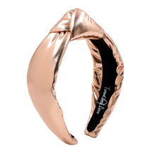 Load image into Gallery viewer, Elegant rose gold twist headband with cushioned padded design