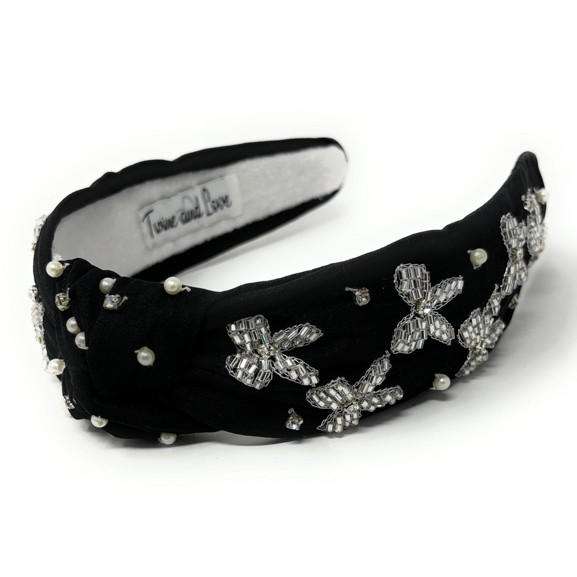 Twine and Love | Hand Beaded Bow Knot Headband | Black  display picture 1