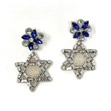 Load image into Gallery viewer,  Hanukkah Beaded Earrings, Hanukkah Earrings, Holiday Earrings, Blue Beaded Earrings, Seed Bead, Hanukkah, Holiday ornament earrings, Star of David beaded earrings, Star of David Hanukkah, Blue star earrings, holiday earrings, Ornament earrings, blue Star of David earrings, holiday gifts, holiday accessories, holiday beaded accessories, Holiday accessories, Holiday Blue earrings, Hanukkah gifts, best Selling items, Hanukkah star earrings, Custom earrings, best selling Hanukkah jewelry accessories
