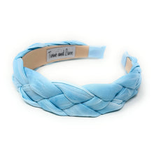 Load image into Gallery viewer, Sky Blue Braided Headband with a soft woven design and chic minimalist style.