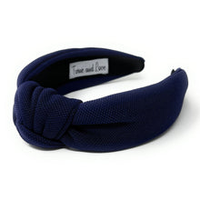 Load image into Gallery viewer, fall Headband, navy blue Knotted Headband, navy blue color Knot Headband, navy blue color Hair Accessories, navy blue knot Headband, Best Seller, headbands for women, best selling items, navy blue color knotted headband, hairbands for women, navy blue color Headband, Solid color hair accessories, navy blue headband, solid color knotted headband, Statement headband, game day knot headband, blue knot headband, solid hairband, solid color headband, custom headband, Handmade gifts, best selling items, Fall acce