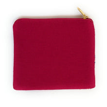 Load image into Gallery viewer, Solid red zippered pouch with gold zipper.