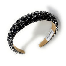 Load image into Gallery viewer, Elegant black gemstone headband with intricate rhinestone design