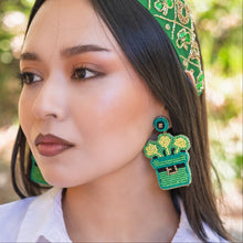 Load image into Gallery viewer, Green Beaded Earrings, St. Patrick’s Day Earrings, St. Pats Earrings, Leprechaun Beaded Earrings, Seed Bead, Leprechaun earrings, Green Clover Leaf earrings, Shamrock beaded earrings, St. Patricks beaded earrings, Four Clover Leaf beaded earrings, St, Patricks beaded earrings, Clover Leaf seed bead earrings, Green seed bead earrings, St. Patrick’s day gifts, St. Patrick’s day accessories, holiday beaded accessories, Green accessories, St Patrick’s Day Shamrock earrings, Shamrock gifts, best Selling items