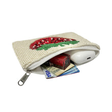 Load image into Gallery viewer, Beaded pouch with a colorful strawberry design on a white background