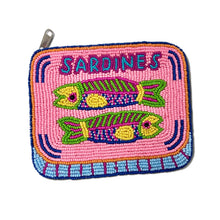 Load image into Gallery viewer, Playful fish-themed beaded wallet with bold multicolor sardine design