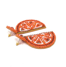 Load image into Gallery viewer, Handmade orange wedge earrings with vibrant summer fruit design
