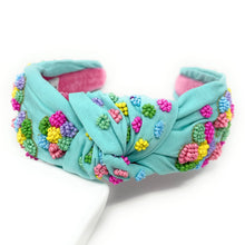 Load image into Gallery viewer, Bright pastel rainbow earrings and floral beaded headband creating a fun whimsical accessory look for spring and summer fashion.