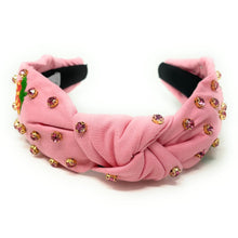 Load image into Gallery viewer, Outdoor fashion look with colorful strawberry accessories, including a pink embellished headband and red beaded earrings.