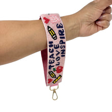 Load image into Gallery viewer, Teacher Love Inspires Beaded Wristlet Keychain Strap