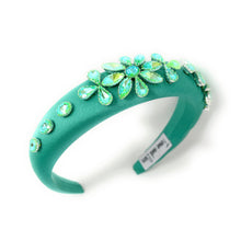 Load image into Gallery viewer, Turquoise headband with decorative elements on a white background