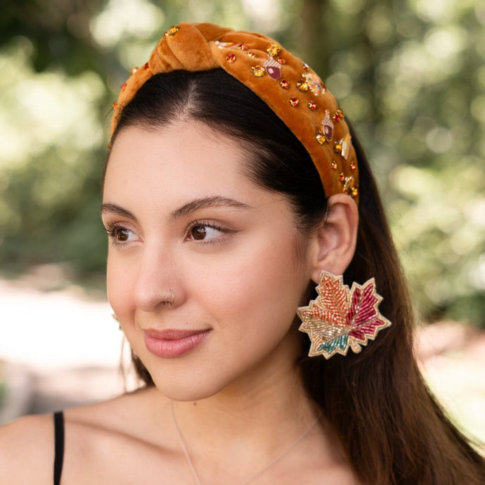Thanksgiving Jeweled Headband, Thanksgiving headband, Autumn Hair Accessories, Autumn Headband, knot headband, boho headband, best selling items, Fall knotted headband, hairbands for women, Thanksgiving gifts,  Fall knot Headband, Thanksgiving accessories, corduroy headband, Fall corduroy headband, Statement headband, Turkey gifts, jeweled knot headband, Jeweled headband, Thanksgiving party, Embellished headband, Autumn embellished headband, bejeweled headband