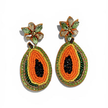 Load image into Gallery viewer, Colorful papaya tropical beaded earrings 