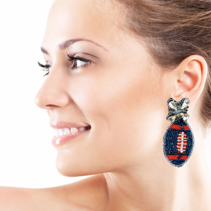 football Beaded Earrings, blue orange football Earrings, football Earrings, Syracuse University football, football earrings, Orange and Blue football earrings, Navy Orange football, Denver Broncos football earrings, Denver blue earrings, Navy football earrings, football seed bead earrings, football accessories, Broncos accessories, Game day earrings, Best selling items, birthday gifts, sport jewelry, sport bead earrings, football accessory, College gifts, Football gifts for her, gameday earrings