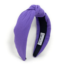 Load image into Gallery viewer, Feminine lilac fabric headband with an elegant knot accent, adding a subtle pop of color to any hairstyle.