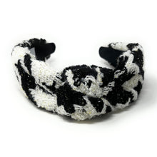 Load image into Gallery viewer, houndstooth Headband, tweed Knotted Headband, houndstooth Knotted Headband, houndstooth tweed Hair Accessories, black white Headband, Best Seller, headbands for women, best selling items, knotted headband, hairbands for women, black white plaid gifts, Plaid knot Headband, winter hair accessories, winter plaid headband, tweed uniform headband, Statement headband, winter headband, winter style knot headband, custom Knotted headband, plaid headband, Winter Plaid knot headband, plaid knot headband, plaid access