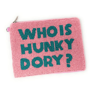 Large WHO IS HUNKY DORY Purse Pouch, Large RHOBH Beaded Purse, RHOBH gifts, tween girl gifts, Pouches, Real Housewives Gift, beaded pouch zipper, Girl trip gifts, beaded coin purse, birthday gifts, gifts for her, batch gifts, Housewives of Beverly Hills accessories, best friend gifts, The real housewives of Beverly Hills purse, girlfriend gift, Bravo fans gift, best friend birthday gift, Bachelorette gifts, Bachelorette party favors, Pink pouch, Sutton, Bravo bachelorette, best selling items, zipper wallet 