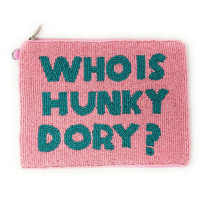 Large WHO IS HUNKY DORY Purse Pouch, Large RHOBH Beaded Purse, RHOBH gifts, tween girl gifts, Pouches, Real Housewives Gift, beaded pouch zipper, Girl trip gifts, beaded coin purse, birthday gifts, gifts for her, batch gifts, Housewives of Beverly Hills accessories, best friend gifts, The real housewives of Beverly Hills purse, girlfriend gift, Bravo fans gift, best friend birthday gift, Bachelorette gifts, Bachelorette party favors, Pink pouch, Sutton, Bravo bachelorette, best selling items, zipper wallet 