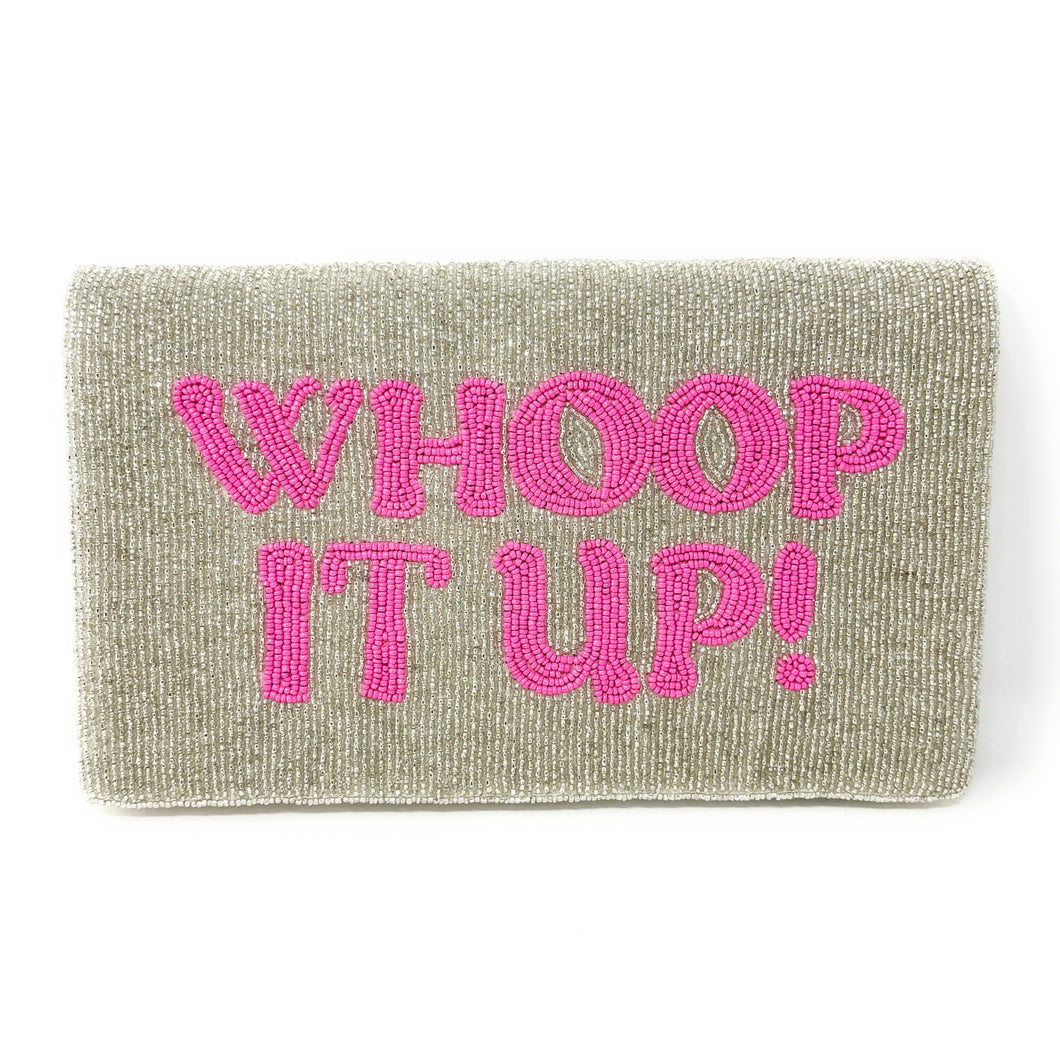 whoop it up large Purse Pouch, RHOC Beaded Purse, RHOC gifts, Pouches, Real Housewives of Orange County Gift, beaded pouch zipper, Girls trip gifts, beaded coin purse, gifs for her, birthday gifts, cute pouches, batch gifts, boho pouch, Housewives of Orange County accessories, best friend gifts,  Whoop it up pouch, girlfriend gift, miscellaneous gifts, best friend birthday gift, gift card bag, Bachelorette gifts, Bachelorette party favors, Silver pink purse, Vicki RHOC, Bravo bachelorette, best selling item